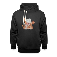 Load image into Gallery viewer, Shawl Collar Hoodie cow - black