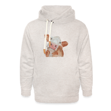 Load image into Gallery viewer, Shawl Collar Hoodie cow - heather oatmeal