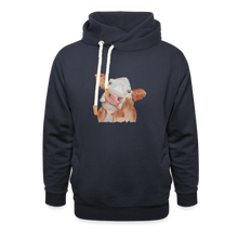 Load image into Gallery viewer, Shawl Collar Hoodie cow - navy