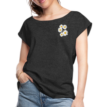 Load image into Gallery viewer, Daisy Women's Roll Cuff T-Shirt - heather black