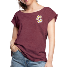 Load image into Gallery viewer, Daisy Women's Roll Cuff T-Shirt - heather burgundy