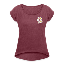Load image into Gallery viewer, Daisy Women's Roll Cuff T-Shirt - heather burgundy