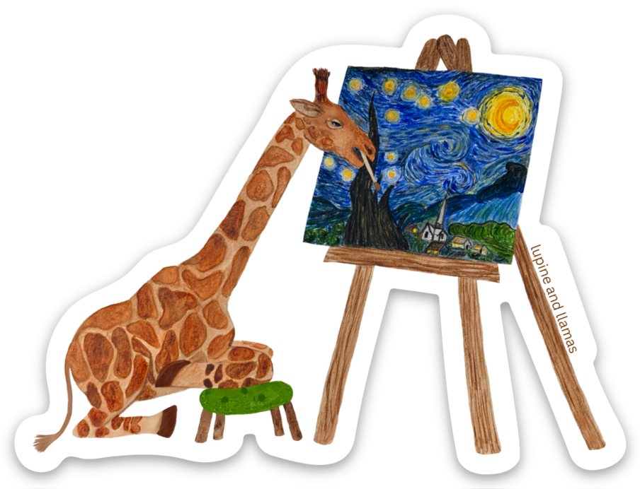 🌌🦒 Giraffe’s Starry Night 🦒🌌 - Sticker