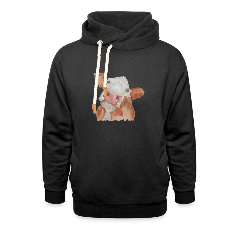Sassy Cow Adult Shawl Collar Hoodie - black