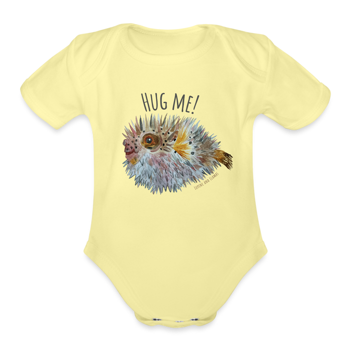 Hug Me! Organic Short Sleeve Baby Onesie - washed yellow