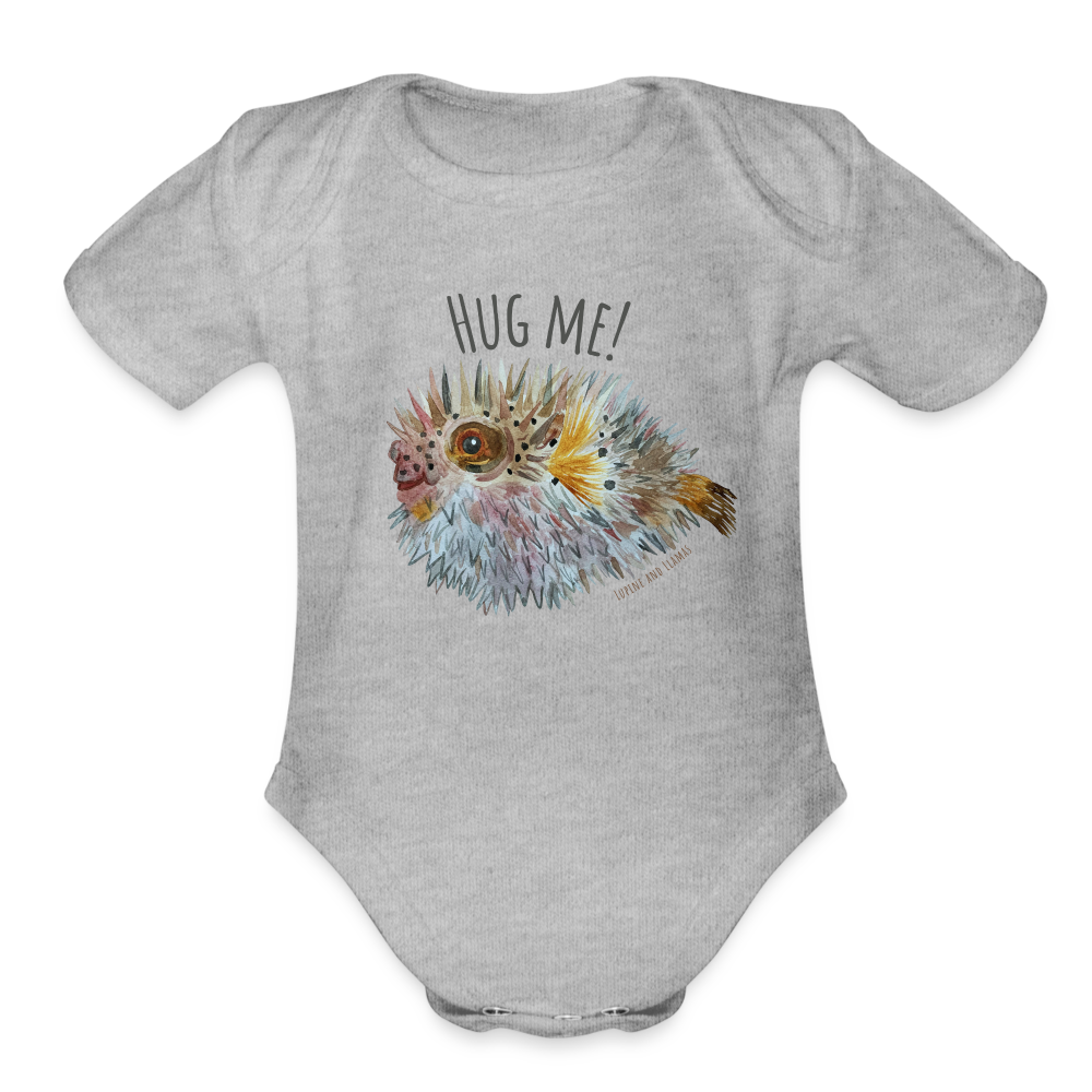 Hug Me! Organic Short Sleeve Baby Onesie - heather grey